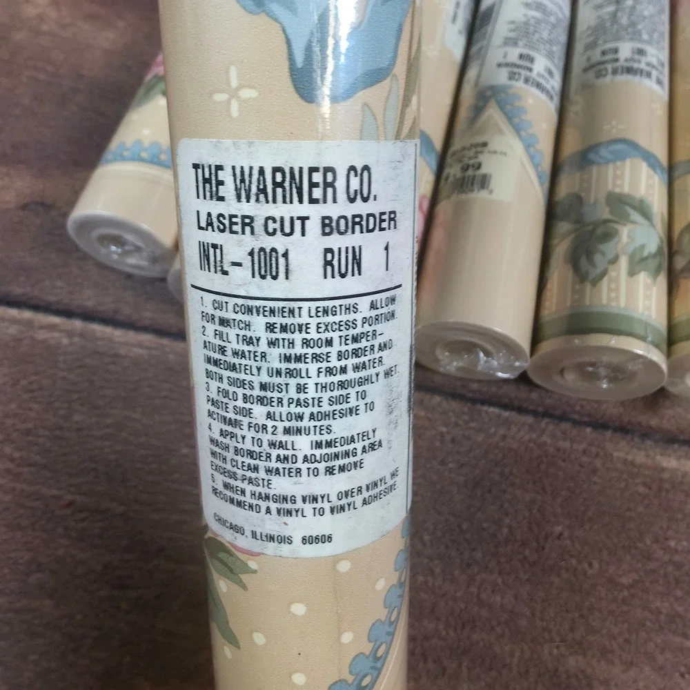 The Warner Co Wallpaper Border Home 8 Spools Beige New Floral Laser Cut 5yd